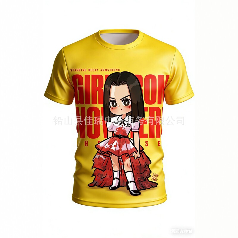 Cross-Border New 3D Printed Men's Short-Sleeve T-Shirt with the Theme of Forbidden Girls and Boxers, Digitally Printed Casual Wear