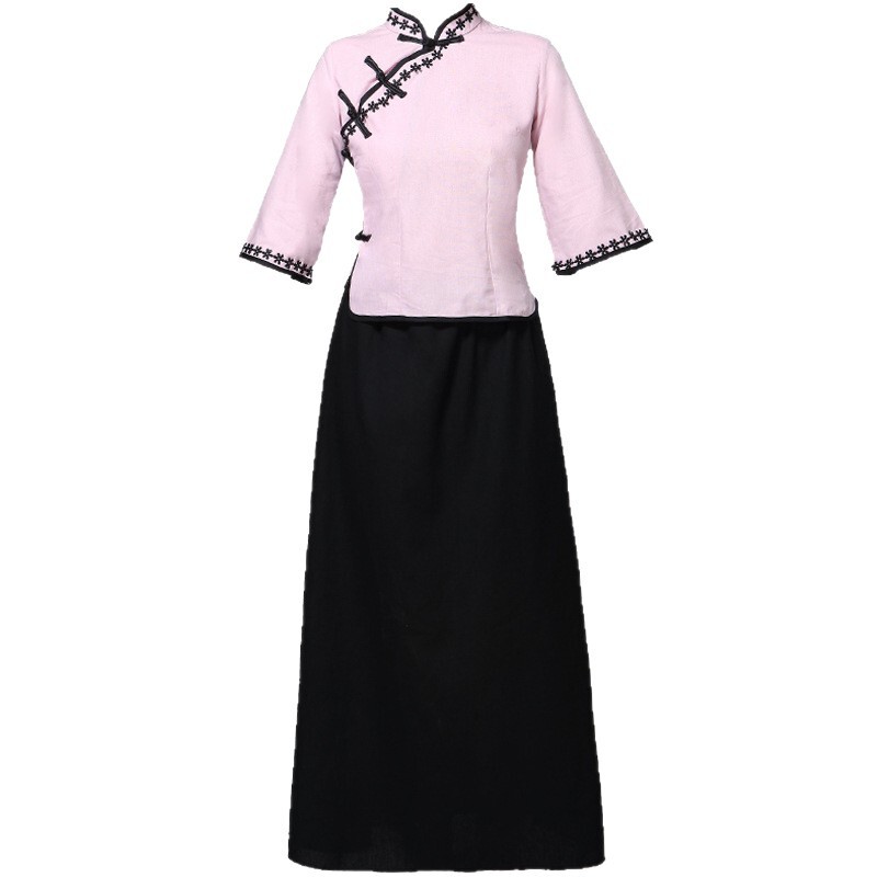 中華民国風学生服、レトロ文学漢服、綿麻、5月4日若者卒業シーズンクラス制服、合唱ドラマパフォーマンス服|undefined