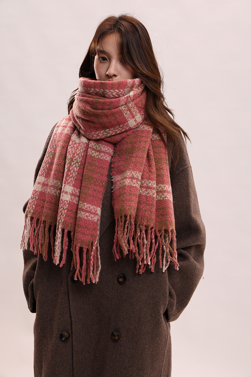 Écharpe à carreaux, célébrité féminine, sensation haut de gamme, cachemire, mode automne hiver, épaisse et chaude_voghion.com
