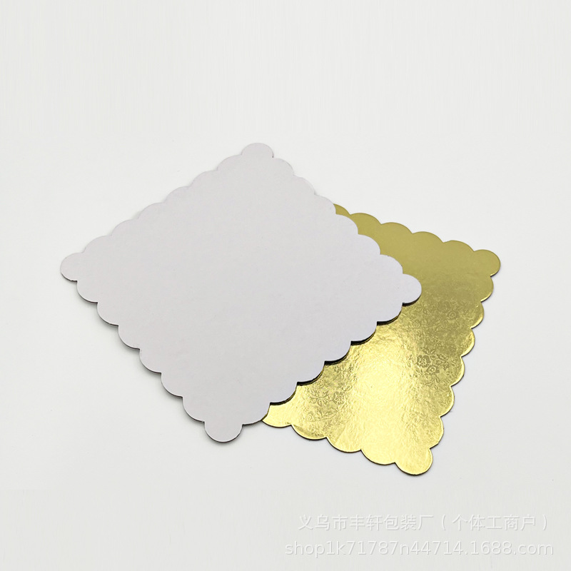 Base de pastel de papel engrosado cuadrado almohadilla bandeja de pastel plateada mousse de cumpleaños pastel de flip 2mm bandeja