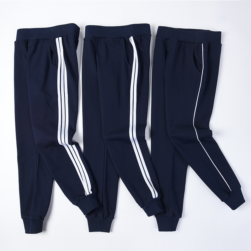 Children's Blue Sports Pants Boys Two Bars One Bar Three Bars Spring and Autumn Pupil School Uniform Pants navy blue