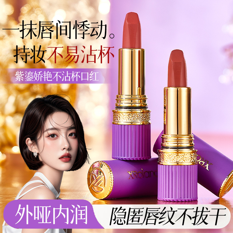 Xuan Roland Ziluan 艳やかなノンスティックカップ口紅マットベルベット色褪せしにくい長期的な保湿防水と汗に強い口紅|undefined