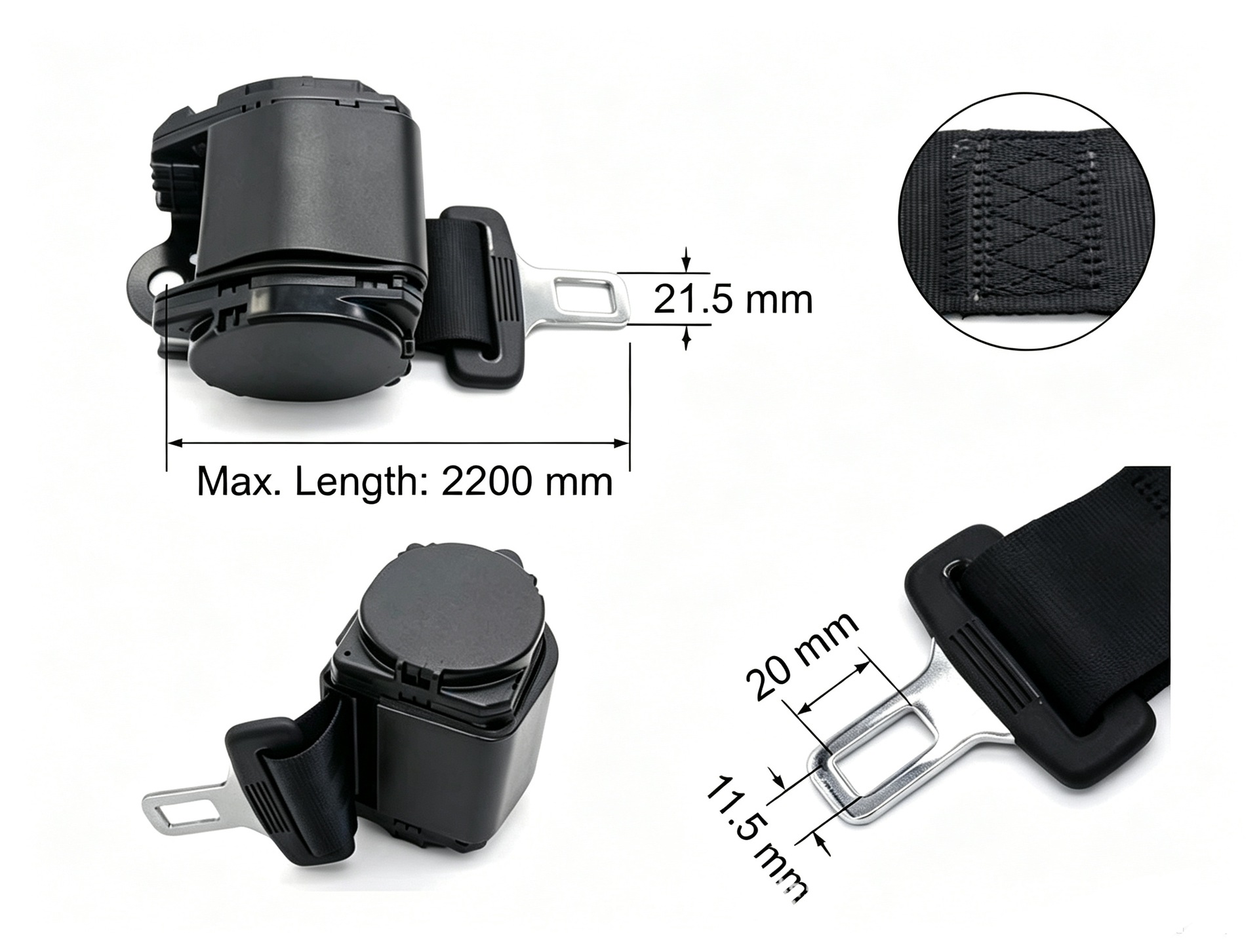 Forklift seat safety belt, fully automatic retractable self-locking two-point system, specifically for passenger and school buses, direct from the manufacturer