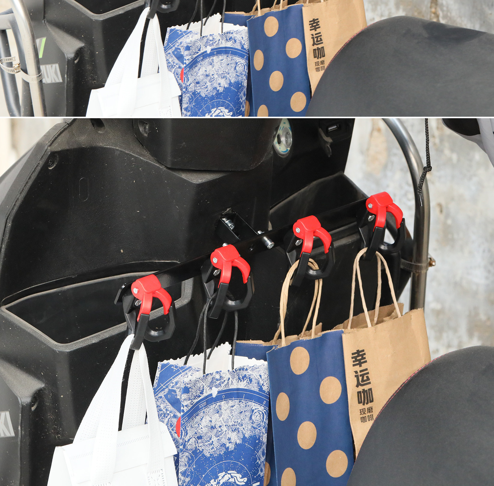 High Load-Bearing Anti-Falling Closed Hook for Delivery, Meal Hanging Hook, Milk Tea Hook, Front-Mounted Food Delivery Hook with Additional Fixing