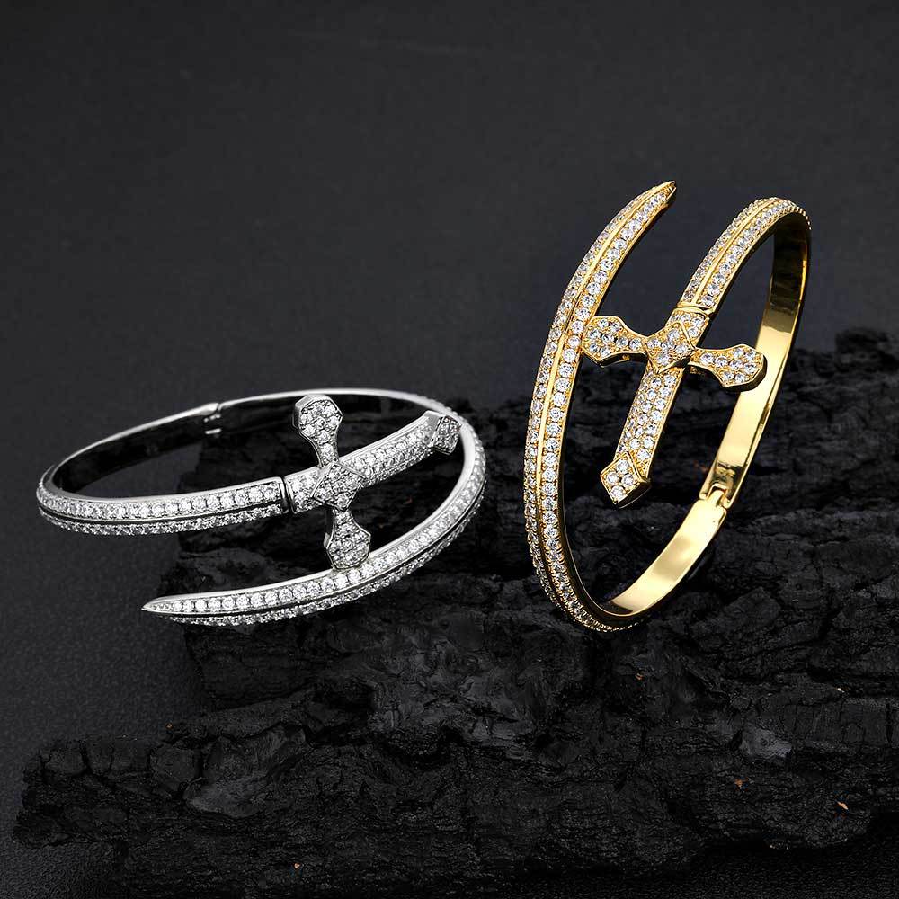 Fashion Cross Copper Inlay Zircon Bangle 1 Piece