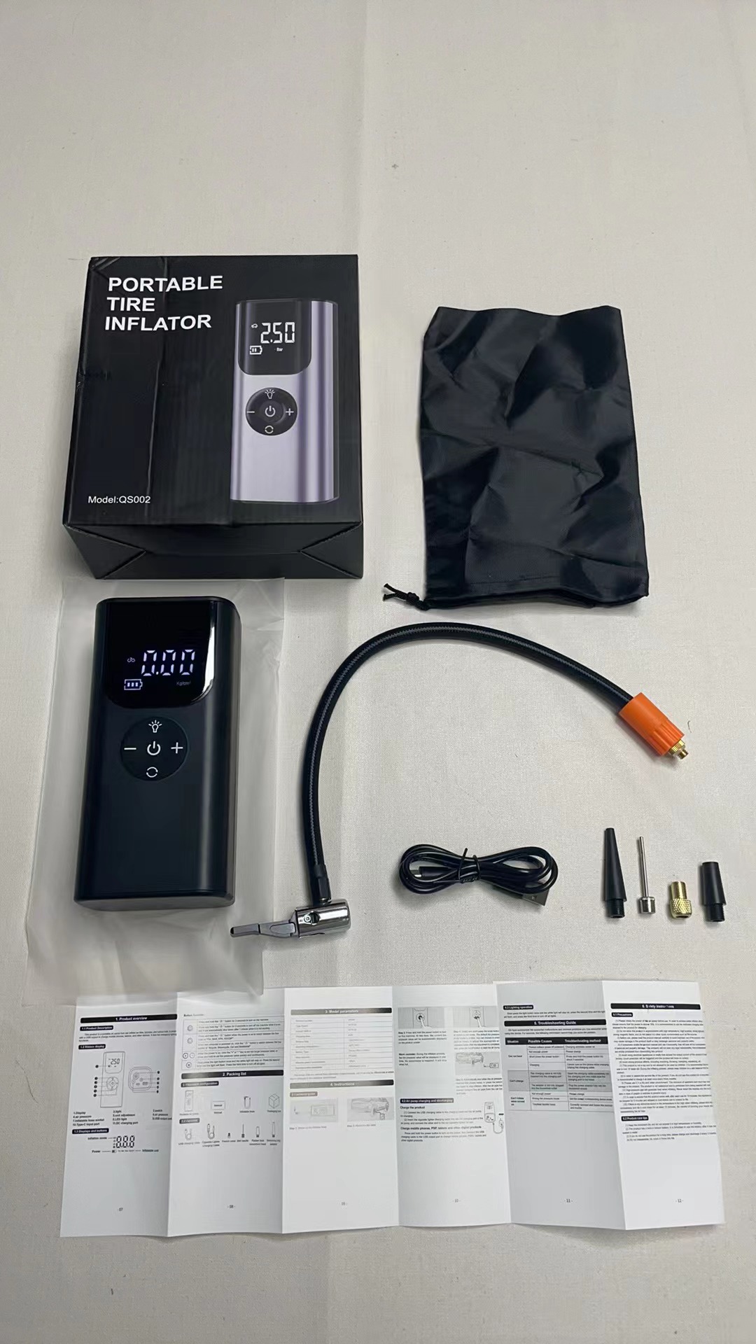 Cross-border vehicle-mounted wireless air pump portable air pump car tire with tire pressure measurement car electric air pump