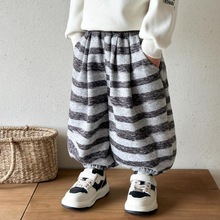 童装批发男童裤子春秋冬新款儿童装女宝宝豹纹韩版条纹束脚哈伦裤