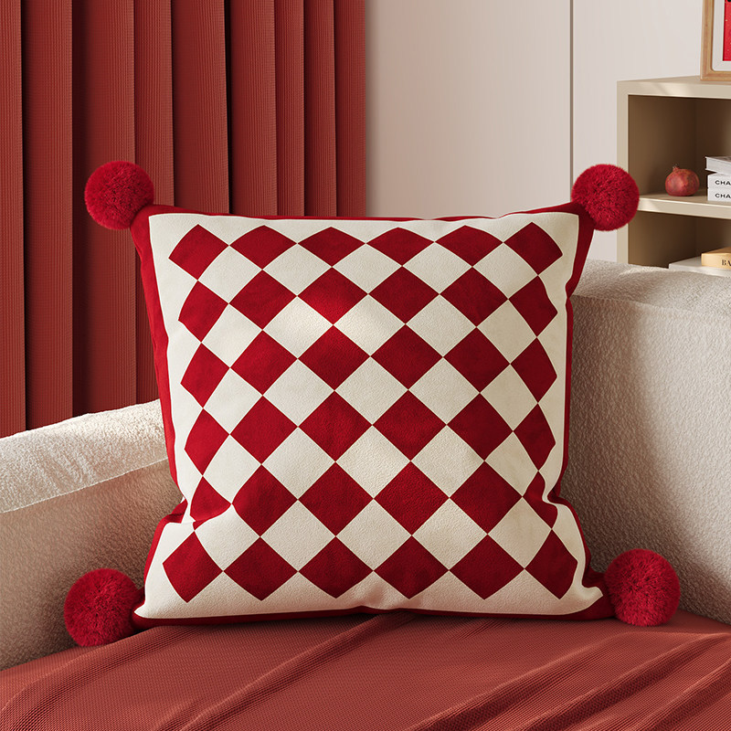 Sofá de sala de estar rojo de alto nivel, funda de almohada desmontable, almohada de cintura lavable, sofá de cabecera de dormitorio de alto nivel, almohada con núcleo
