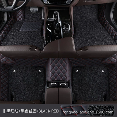 Modelə uyğun ayaqaltı: surrounds the car interior foot mat - double-wire-ring-xpe-foot-pad-black-red-line-black-wire-ring