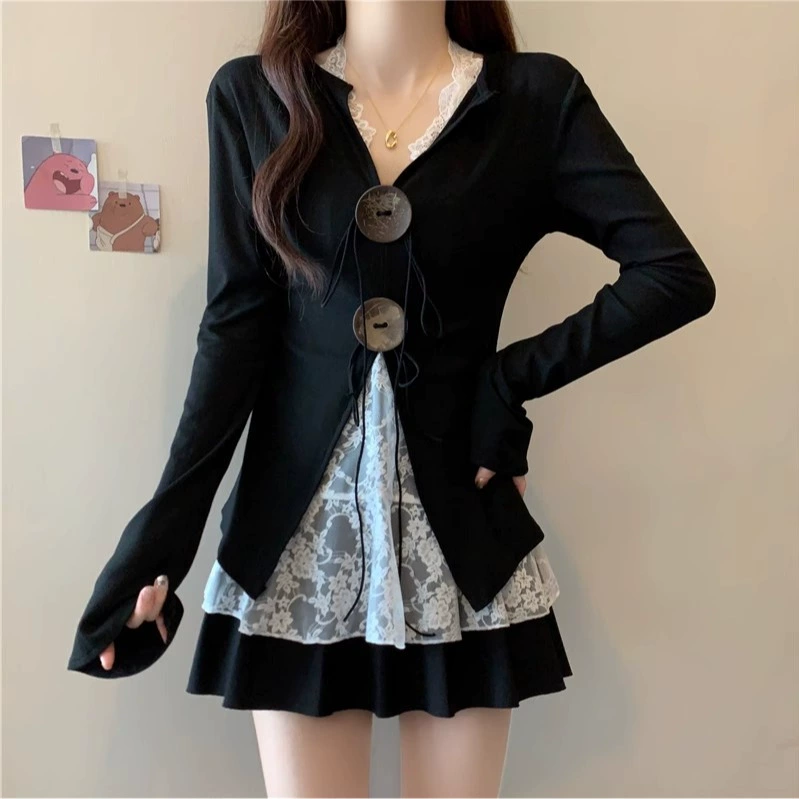 Большой размер женский толстый чистый ветровой воротник с длинными рукавами осенний и зимний нитчатый топ