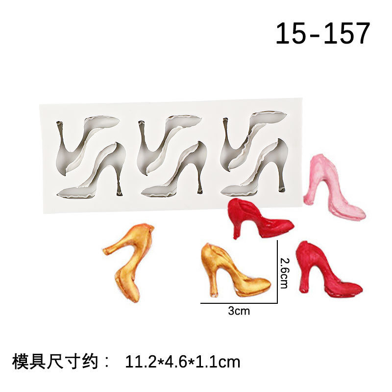 Herramientas de maquillaje moda tacones altos molde lápiz labial sombra ojos cepillo rubor DIY chocolate fondant arcilla