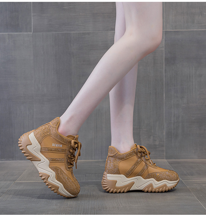 Giày sneaker nữ chunky đế dày phong cách hot girl, cổ điển năng động mùa đông 2025 — M2669 màu vàng một lớp lót trong, M2669 một lớp màu đen, M2669 màu đỏ một lớp bên trong, M2669 màu xám một lớp bên trong chi tiết 13