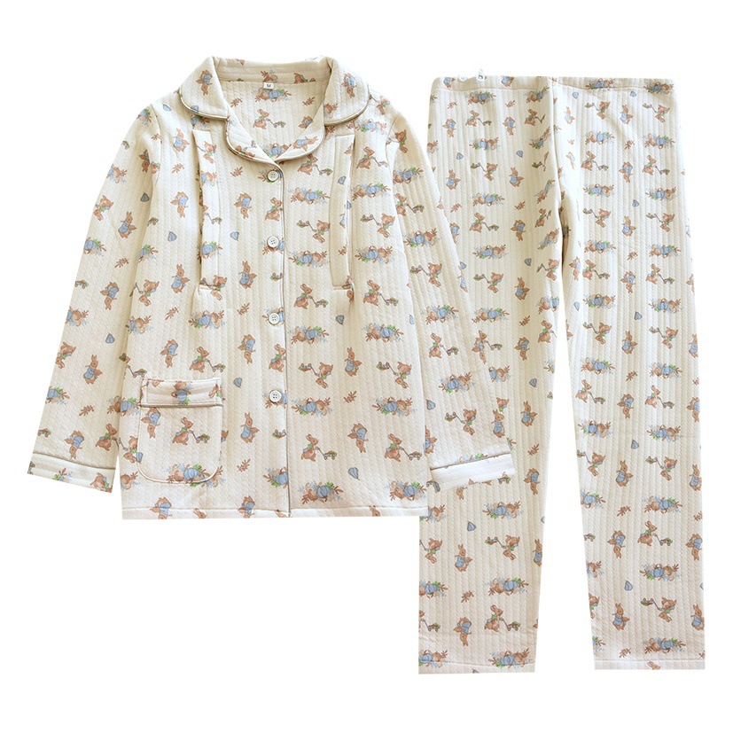 月子服春秋純綿産後秋冬空気綿妊婦授乳パジャマ産婦授乳家庭服