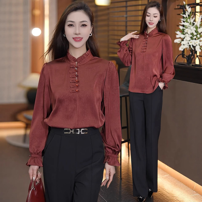 New Chinese-Style Button-Down Shirt for Women, Spring New Fashion, Stylish and Elegant, Slimming, Versatile, Age-Reducing Blouse New Chinese-Style Button-Down Shirt for Women, Spring New Fashion, Stylish and Elegant, Slimming, Versatile, Age-Reducing Blouse