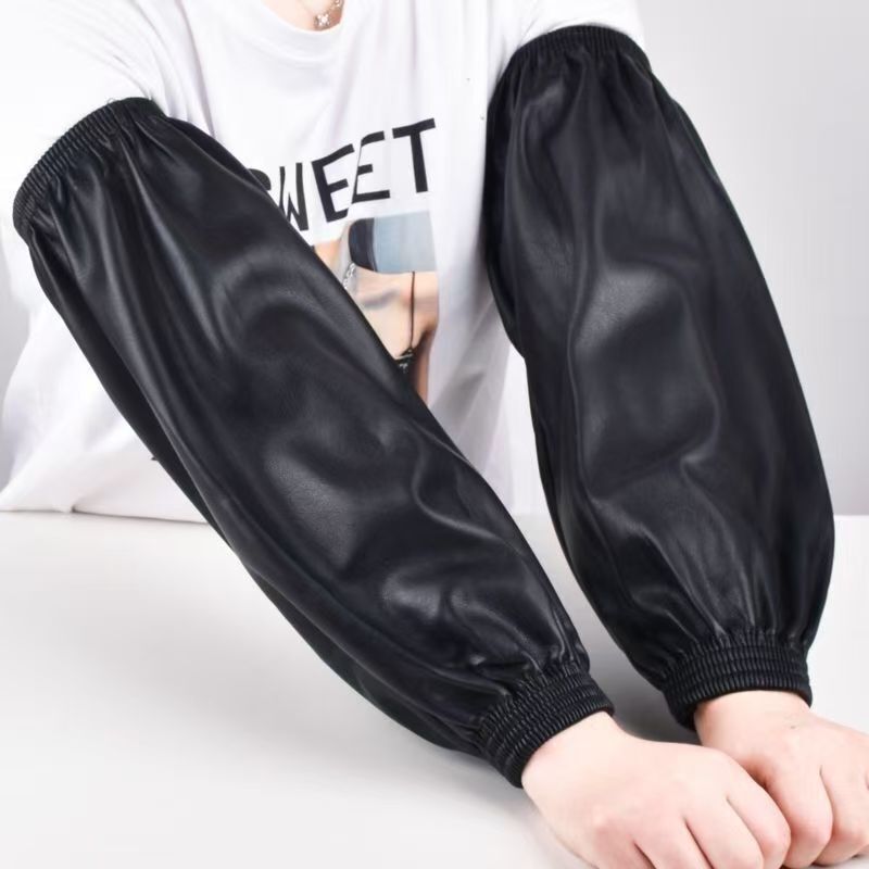 Extended and Thickeneded Pu Leather Waterproof Sleeves for Men and Women, Anti-Dirty Sleeves for Adults, Wear-Resistant Kitchen Sleeves for Home Use
