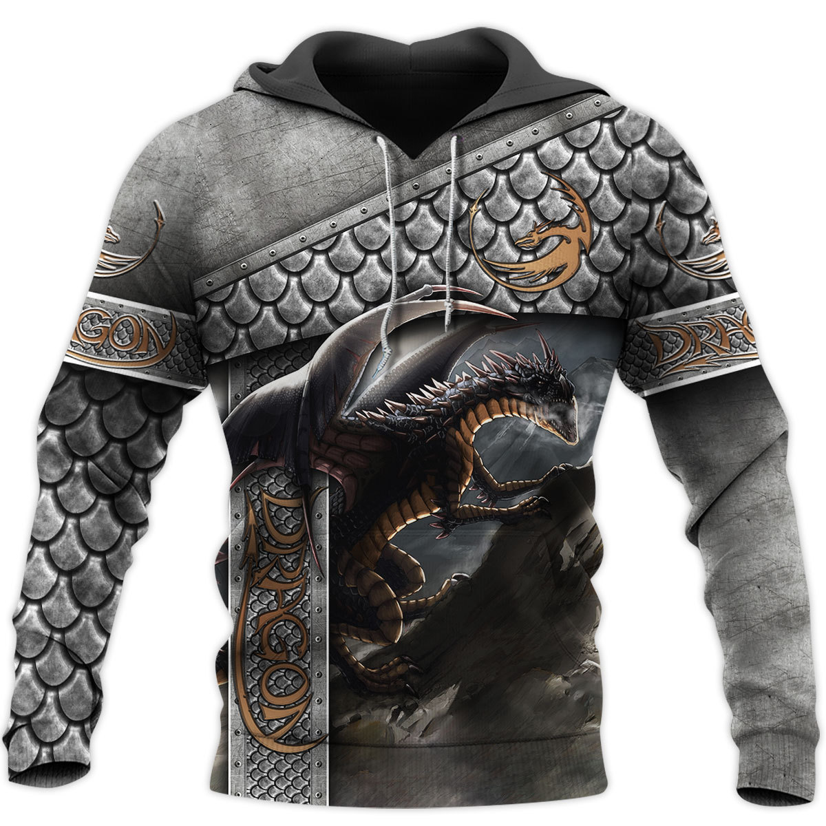 Herren Tempelritter digital 3D bedrucktes Kapuzensweatshirt Viking_voghion.com