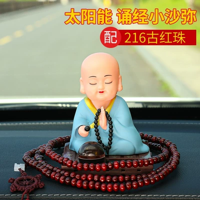 Monk Car Shaking Head Little: Car ornaments - blue-clothes-little-sha-mi-216-beads