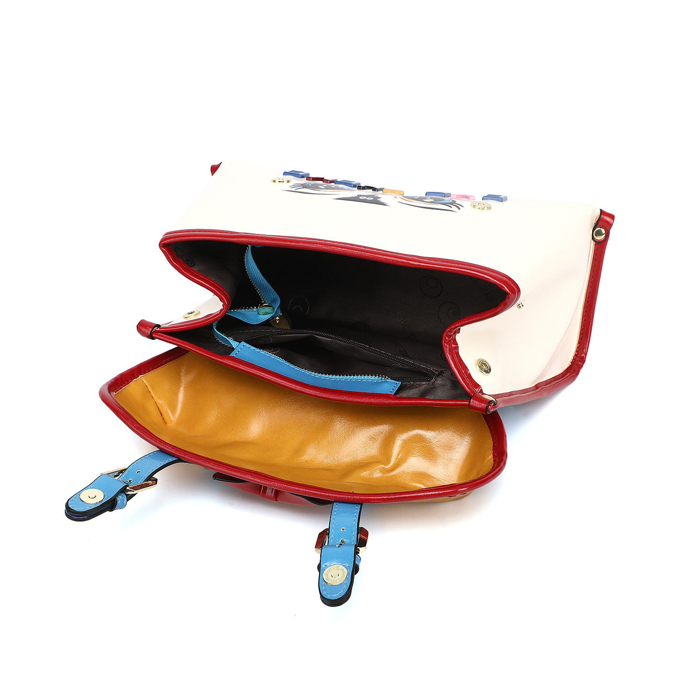 Estudiantes lindos bolsas de dibujos animados de moda color sonriente multipropósito cera de aceite de piel bolsas de botón magnético diseño de damas 2861 #