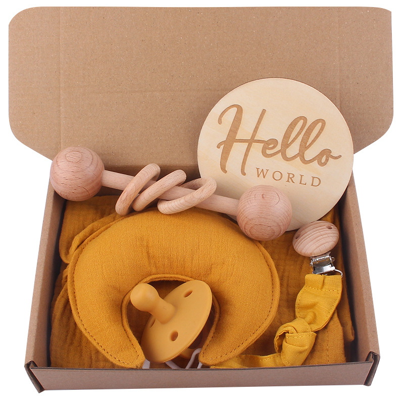 Bebé suministros dibujos animados Luna relajante toalla creativa bebé de silicona chupete cadena teether juguete cinco piezas traje