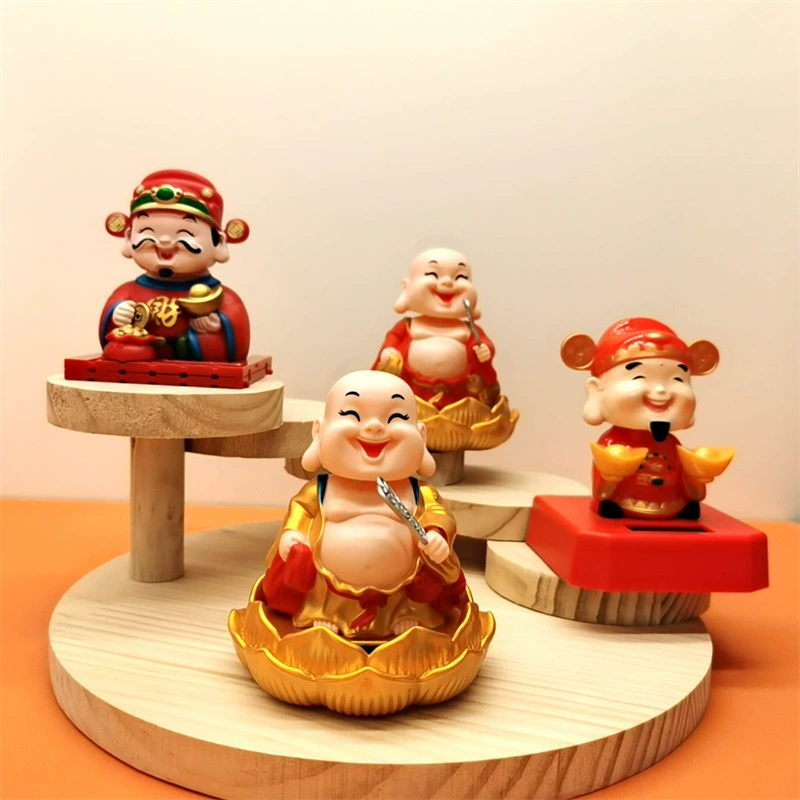 Новый трюк Фортуна Солнечный автоматический качели Майтрейя Будда Кукла качает головой внутри автомобиля, креативные автомобильные подарки