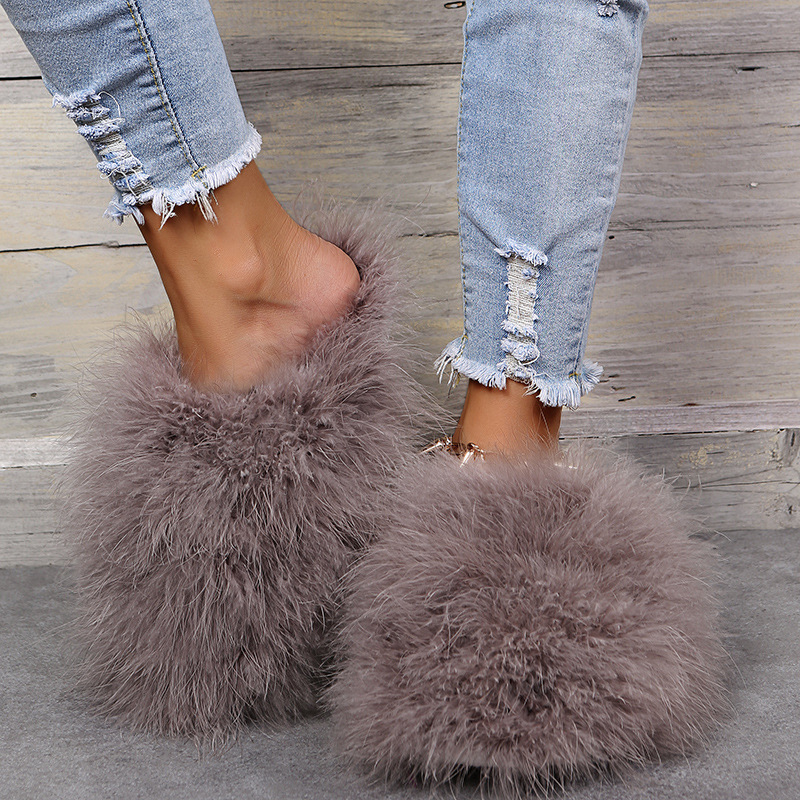 Solid Color Thicken Plush Slippers NSKJX112133