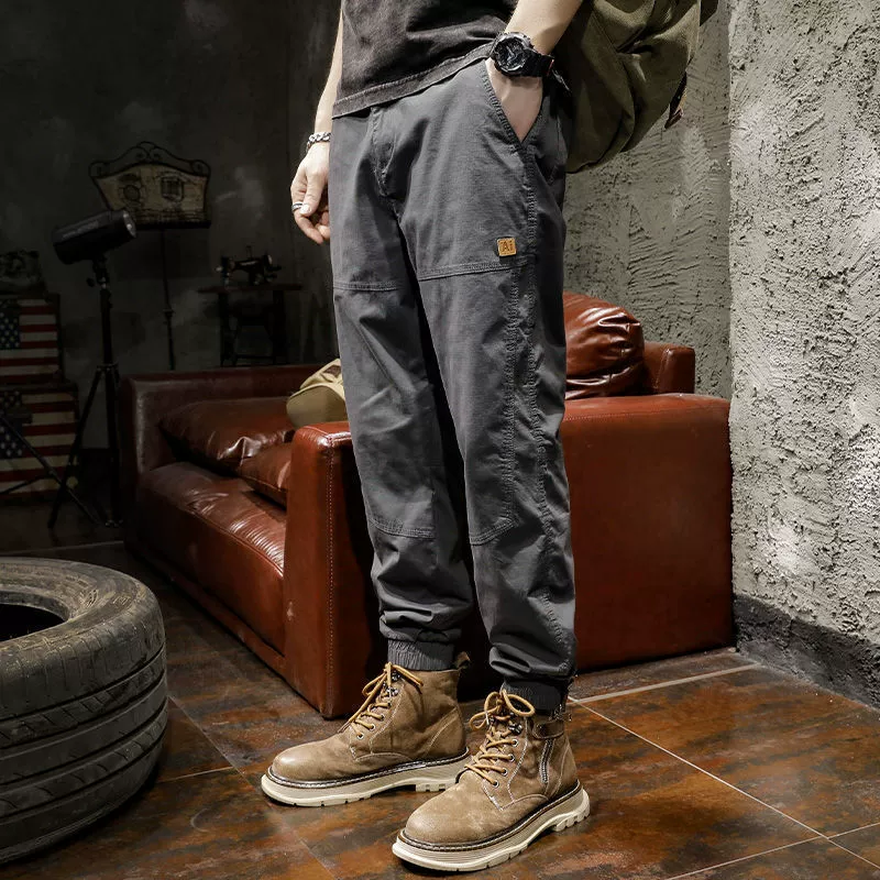Британские элегантные осенние новые брюки для мужчин свободные большие размеры приливные кожаные брюки на открытом воздухе американские повседневные брюки