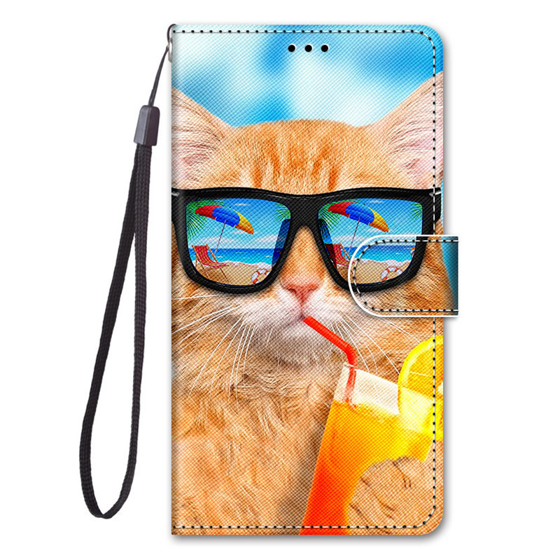 For Samsung S24 Creative Cartoon Painted Printed Phone Case A54M23 Card Wallet A14 Drop-resistant Protective Case