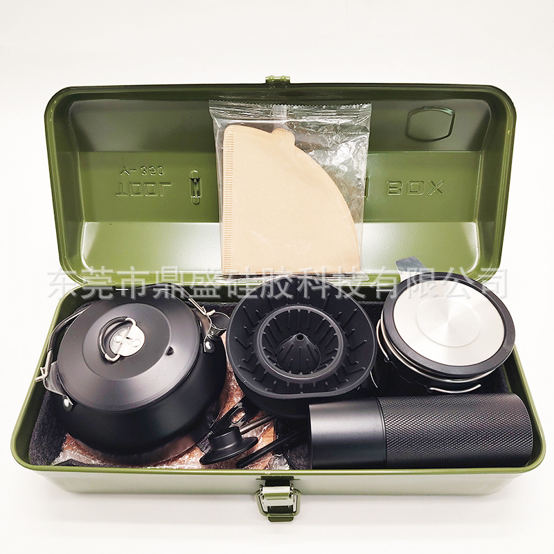 Fábrica de venta caliente mano de café conjunto de viajes domésticos portátiles olla de café molino de frijoles combinación de utensilios de café
