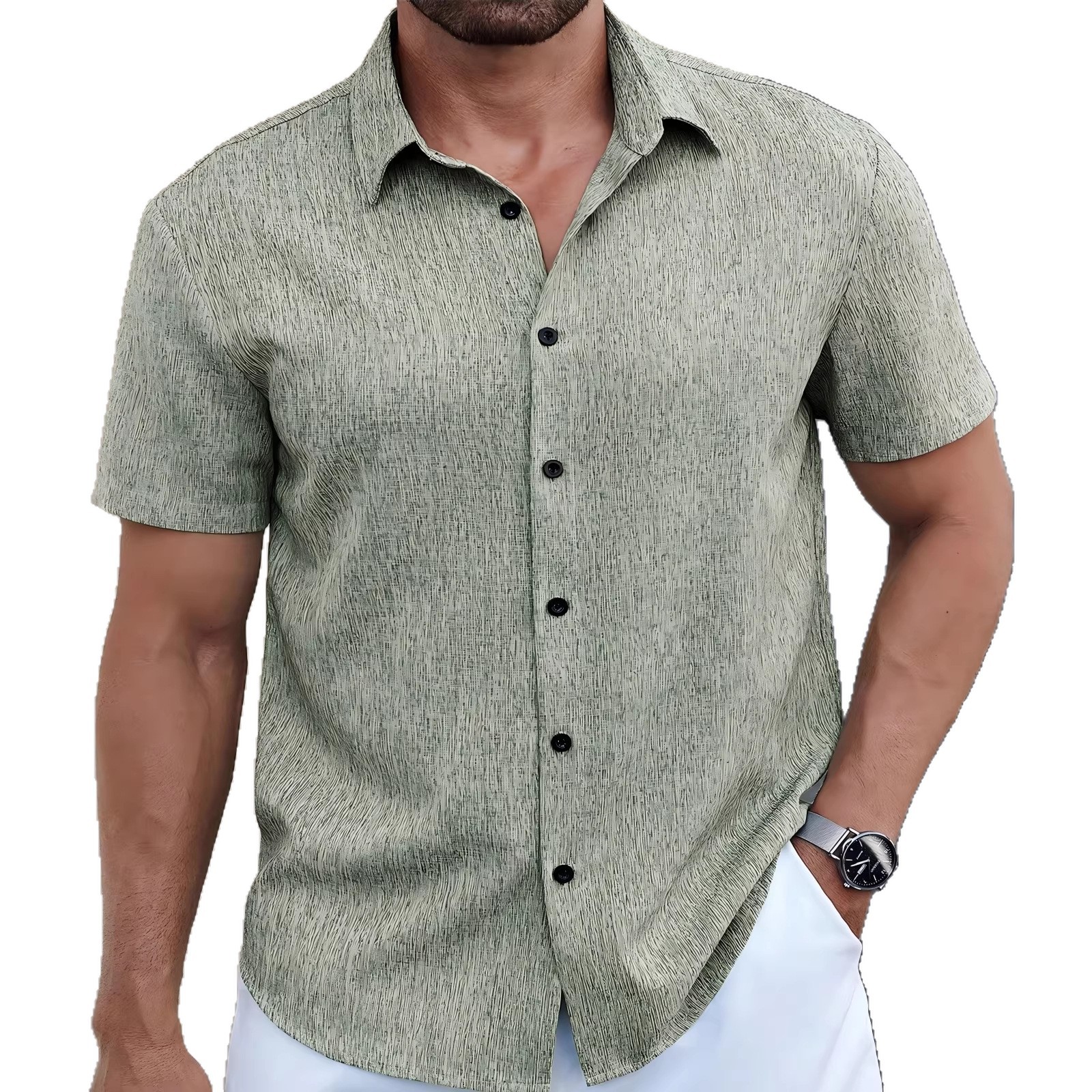 Nuevo transfronterizo Europa y América Amazon verano nuevo cuello de manga corta camiseta de negocios camiseta casual para hombre