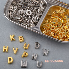 12MM金色电镀CCB英文字母扁孔散珠子diy手工饰品配件手链串珠隔珠