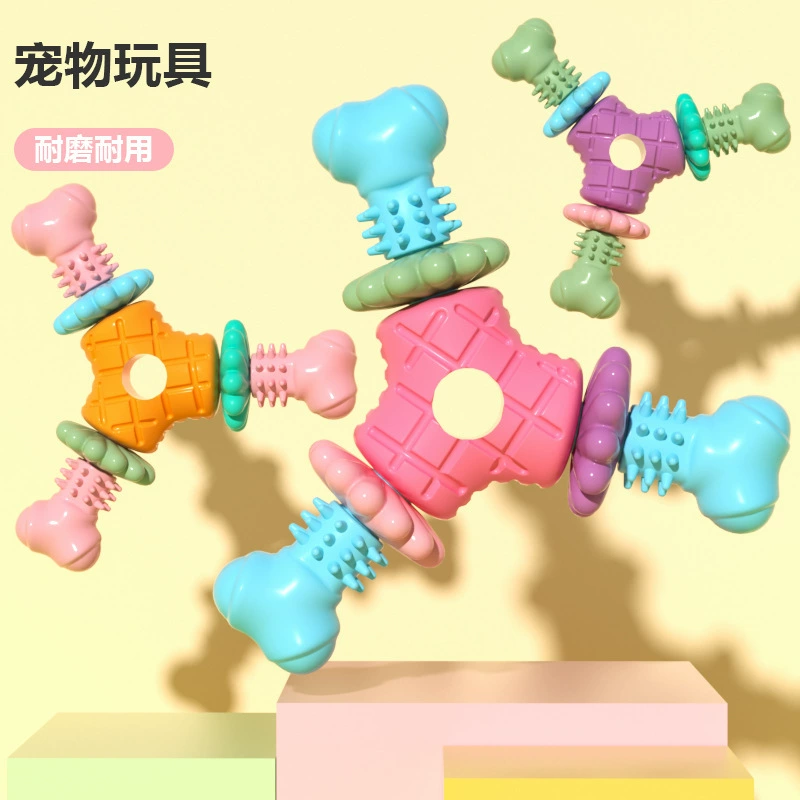 Игрушка для домашних животных цвета макарон, собачья кость, треугольник, сочные жевательные моляры, интерактивная игрушка для собак, устойчивые к укусам, оптовая продажа