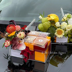 Festival fruit and flower acrylic transparent portable box flower basket plastic creative fashion hand-held box floral wholesale