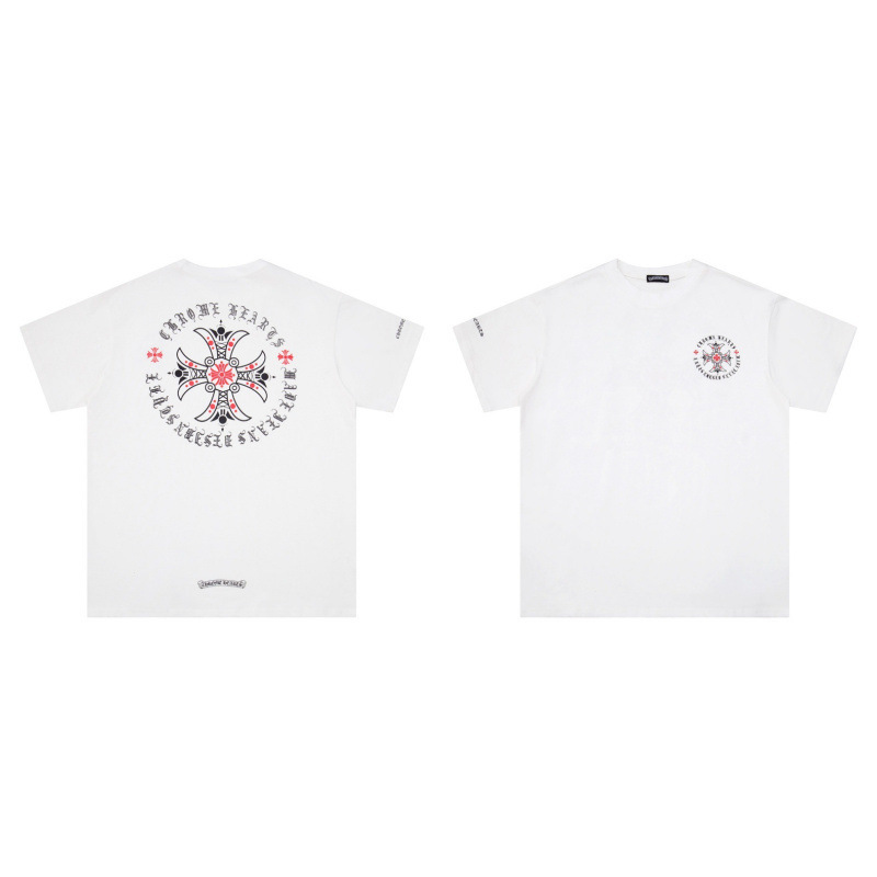 クローバーTシャツのクロスボーダーハイバージョン、ゆったりとしたトレンディなクローバークロスプリント、男女カップル同じスタイルの半袖|undefined