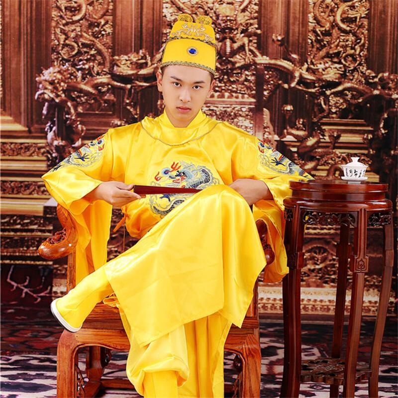 Ming Dynasty Emperor Dragon Robe Men's Suit, Imperial Costume, Ming Dynasty Hanfu, Embroidered Yellow Robe, Women's Chinese Style Prince's Robe, Python Robe