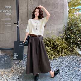 秋装 针织上衣半身皮裙套装送腰带