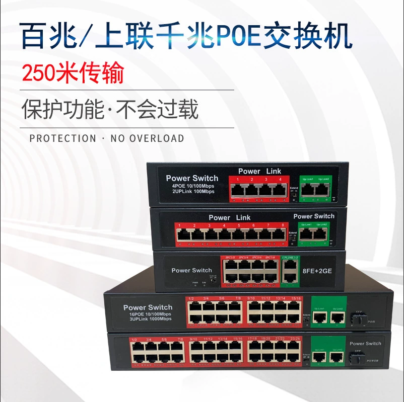 POE-коммутатор 100 мегабитный Стандартный 4-портовый 8-портовый 16-портовый 24-портовый мониторинг выделенный Ethernet-коммутатор