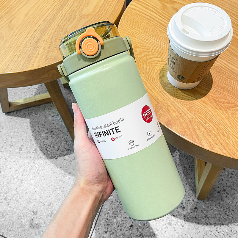Nueva gran capacidad 304 taza de aislamiento térmico práctica taza de aislamiento de agua fría doble uso al aire libre regalo portátil de un botón para abrir la tapa