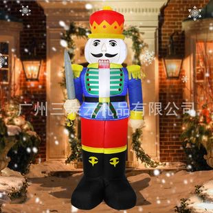 Cross-Border Christmas Inflatable Christmas Nutcracker Soldier Inflatable Led Light Luminous Decoration Outdoor Courtyard Ornaments