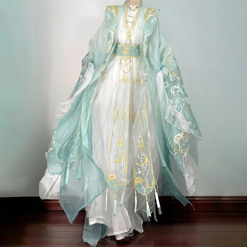 Hanfu with elaborate embroidery, improved ancient-style wide-sleeve shirt, national-style, ethereal and elegant, unisex fairy-style outfit