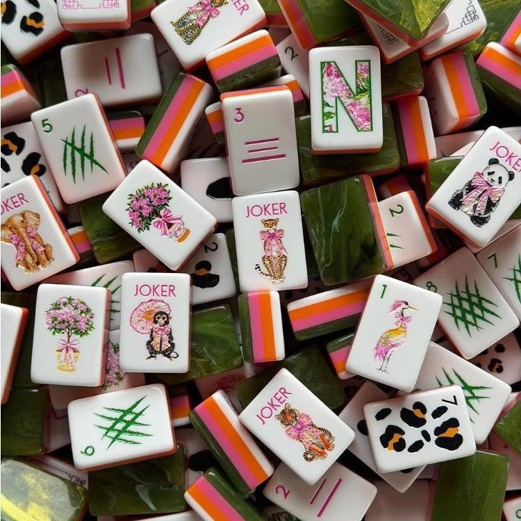 (Sold Out) Directly from the Manufacturer: American-Style Mahjong-Themed Acrylic Mahjong Tile Set, 160 Pieces