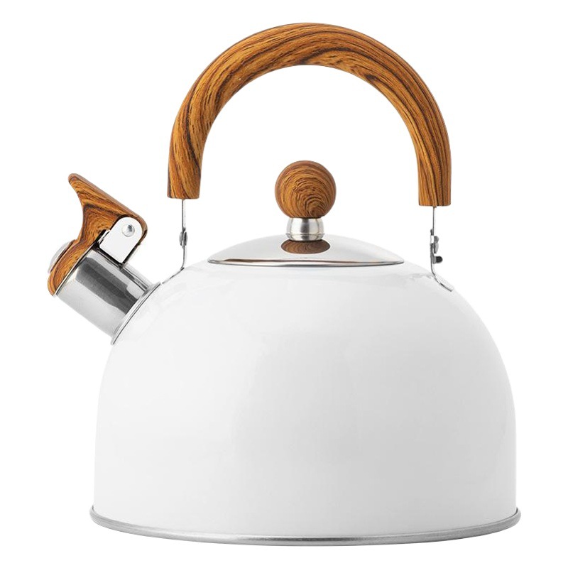 Nueva tetera blanca de silbato con mango plegable, cocina europea Utensilios
