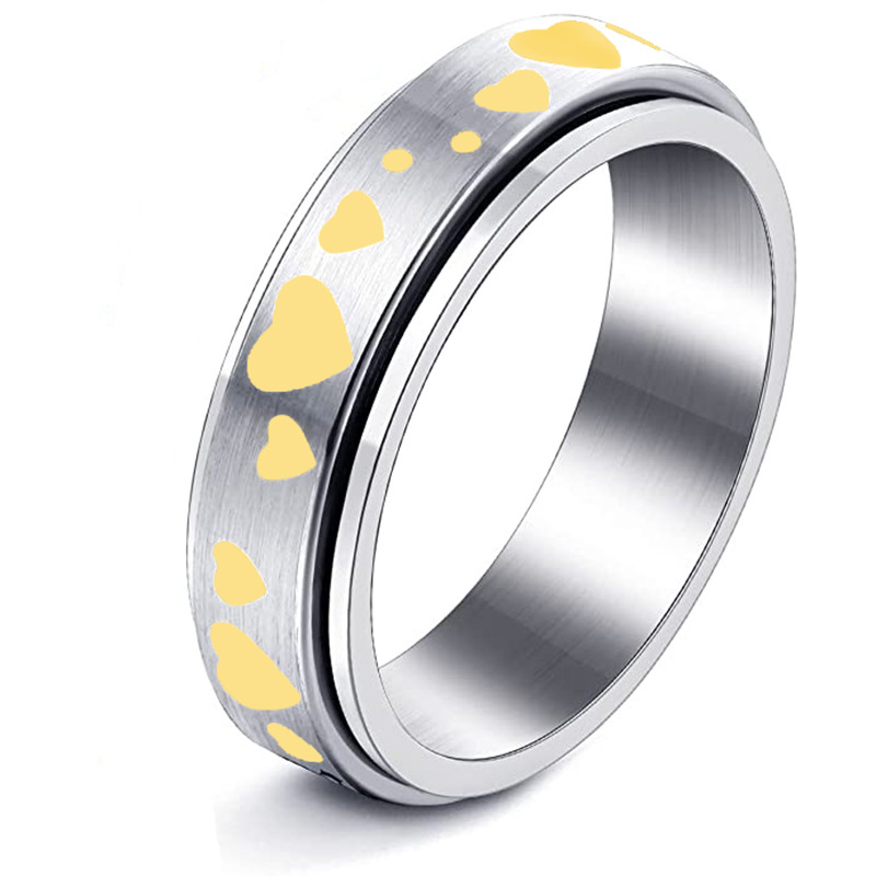 Fashion Heart Shape Titanium Steel Plating Rings 1 Piece