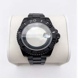 黑色水鬼表壳全套+不锈钢表带手表配件 适用2813/8215/NH35机芯