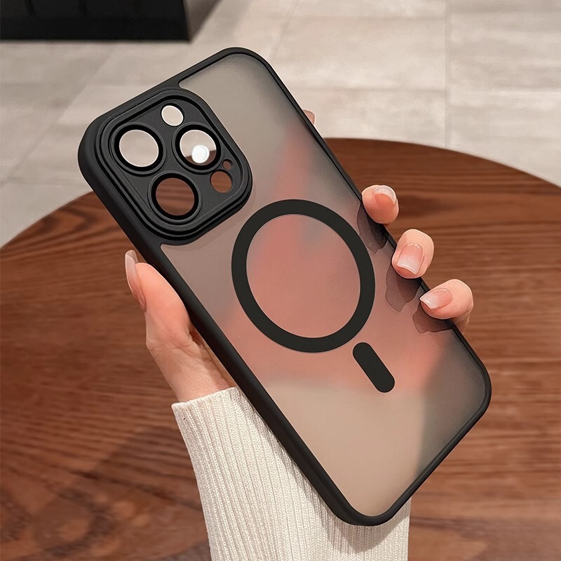 iPhone17、Apple 14Promax、磁気吸着式透明つや消し15対応、レンズフィルム付きフルカバー保護ケース|undefined
