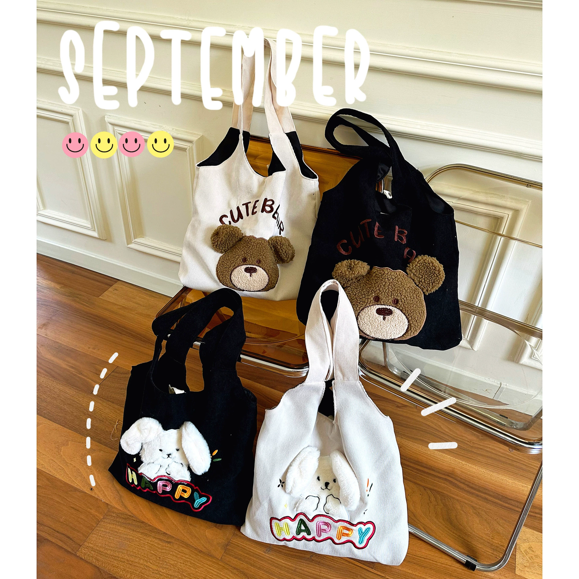 Lazy Style ins Холщовая сумка в японском стиле с большими ушами Женская универсальная сумка для покупок большой емкости Тканевая сумка для студентов колледжа