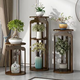 Flower stand indoor home living room Chinese style flower plate flower bottle stand multi-layer floor hanging basket flower table flower pot rack