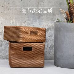 2F做藤編收納筐咖色美式田園桌面雜物日式天然無漆蘇州民間工藝