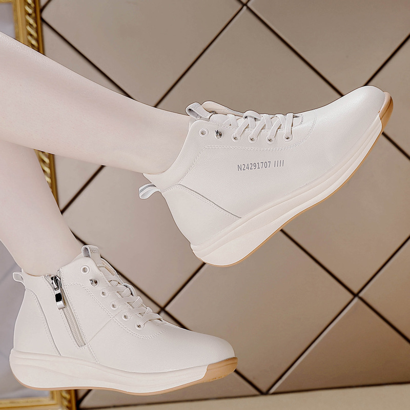 Otoño nuevo versátil in Otoño zapatos de alta altura zapatos de comercio exterior zapatos de plantilla de mujer zapatos blancos pequeños