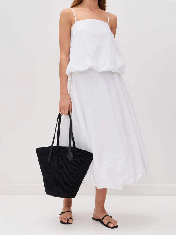 European and American Cross-Border Women's Lightweight, Fluffy and Versatile Fashionable Three-Dimensional Mia Bubble Skirt Suit Suspender Top Suit