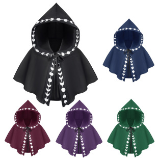 Cross-Border New Medieval Halloween Cloak Hooded Cloak Ready-Made Manufacturer New One-Piece Drop Shipping Shawl